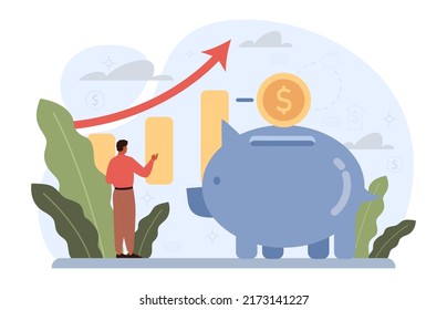 Financial inflation concept. Growing up prices for goods and value of money recession. Economics crisis and business risk. Flat vector illustration