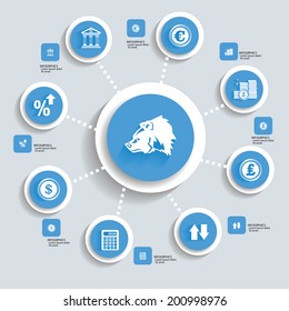 Financial info graphics design,blue version,vector