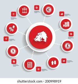 Financial info graphics design,Red version,vector