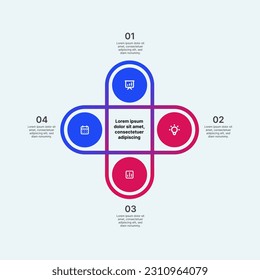 Financial infographic for four segment concept with icons