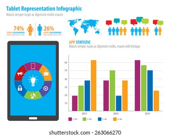 Financial infographic representation in vector illustration. World Map and Information Graphics