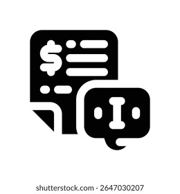 financial information glyph icon. Strong and solid vector icon for websites, mobile interfaces, presentations, and visual branding. High quality and easy to edit.
