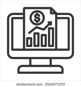 Financial Information Outline Icon Vector Illustration