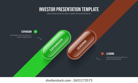 Financial Innovation 2 Element Diagram Frame Design. Marketing Proposal Slide Template Vector Illustration. Company Plan Two Step Infographic Slideshow Layout.