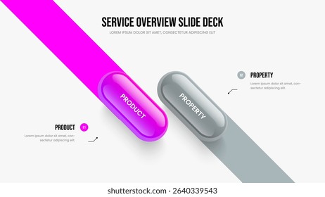 Financial Innovation 2 Option Infographic Frame Design. Creative Analysis Two Element Diagram Slide Template. Service Portfolio Slideshow Layout Vector Illustration.