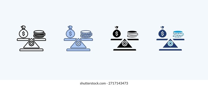 Vetor de ilustração de vários ícones de instabilidade financeira