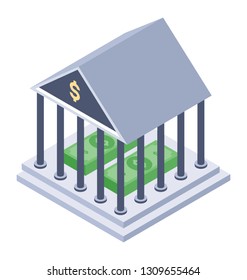 Financial institute isometric icon vector