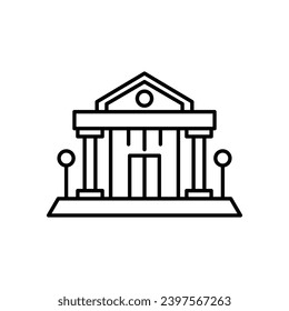 Financial institute vector icon. Financial institute court justice in black and white color.