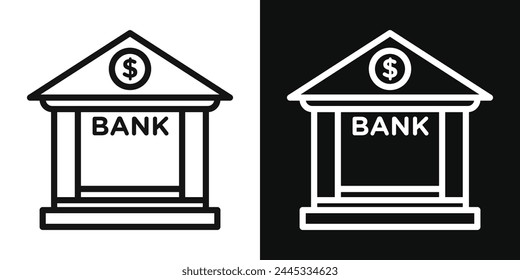 Financial Institution and Bank Building Icon Set. Government Federal Bank and Classical Architecture Symbols.