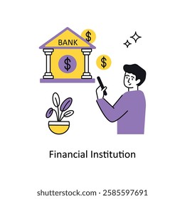 Financial Institution Concept vector illustration.  isolated on white Background.