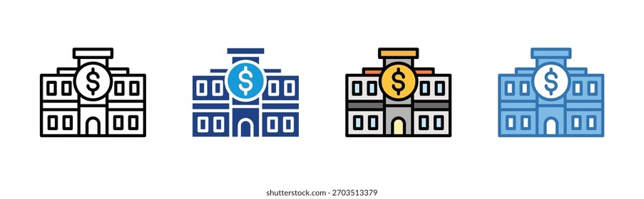 Conjunto de iconos de instituciones financieras colección de varios estilos