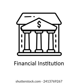 Financial Institution vector  outline doodle Design illustration. Symbol on White background EPS 10 File