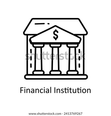Financial Institution vector  outline doodle Design illustration. Symbol on White background EPS 10 File