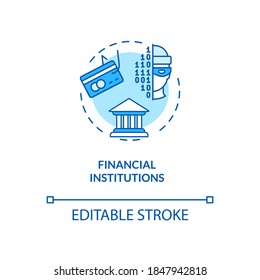 Financial institutions concept icon. Massive data breaches. Bank robbery prevention idea thin line illustration. Keypad authentication. Vector isolated outline RGB color drawing. Editable stroke