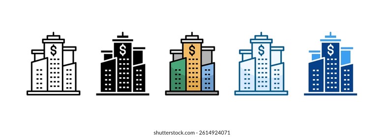 Financial Institutions Icon Set Multiple Style Collection