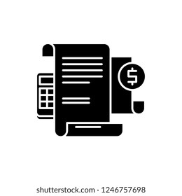 Financial instructions black icon, vector sign on isolated background. Financial instructions concept symbol, illustration 