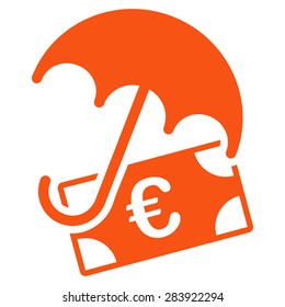Financial insurance from BiColor Euro Banking Icon Set. Vector style: flat, orange symbol, rounded angles, white background.