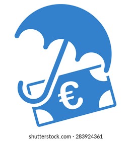 Financial insurance from BiColor Euro Banking Icon Set. Vector style: flat, cobalt symbol, rounded angles, white background.