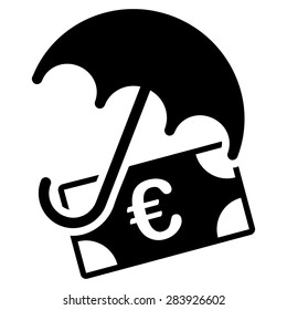 Financial insurance from BiColor Euro Banking Icon Set. Vector style: flat, black symbol, rounded angles, white background.