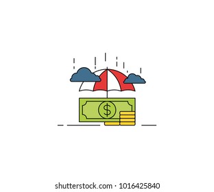 Financial insurance conceptual icon. Financial protection line vector design. Money security illustration