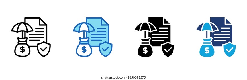 Financial Insurance icon Multi Style Vector Illustration