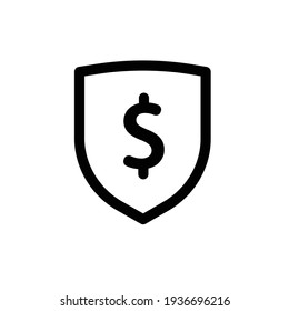 Financial Insurance Icon, Protection, Shield And Money, Icon Outline Vector