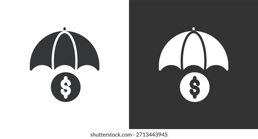 Icono de Seguro Financiero. Icono de la serie de glifos sólidos