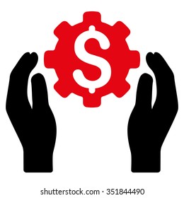 Financial Insurance Options vector icon. Style is bicolor flat symbol, intensive red and black colors, rounded angles, white background.