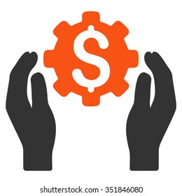 Financial Insurance Options vector icon. Style is bicolor flat symbol, orange and gray colors, rounded angles, white background.