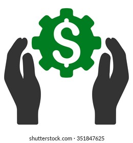 Financial Insurance Options vector icon. Style is bicolor flat symbol, green and gray colors, rounded angles, white background.