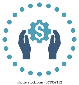 Financial Insurance Options vector icon. Style is bicolor flat circled symbol, cyan and blue colors, rounded angles, white background.