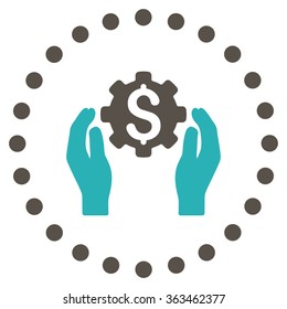Financial Insurance Options vector icon. Style is bicolor flat circled symbol, grey and cyan colors, rounded angles, white background.