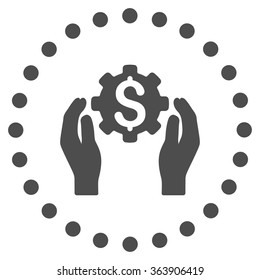Financial Insurance Options vector icon. Style is flat circled symbol, gray color, rounded angles, white background.