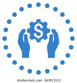 Financial Insurance Options vector icon. Style is flat circled symbol, cobalt color, rounded angles, white background.