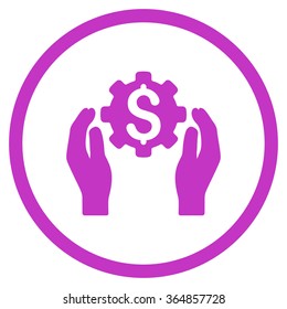 Financial Insurance Options vector icon. Style is flat circled symbol, violet color, rounded angles, white background.
