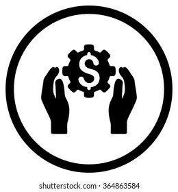 Financial Insurance Options vector icon. Style is flat circled symbol, black color, rounded angles, white background.