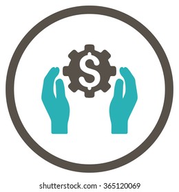 Financial Insurance Options vector icon. Style is bicolor flat circled symbol, grey and cyan colors, rounded angles, white background.