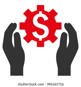 Financial Insurance Options vector icon. Style is flat symbol, red color, white background.
