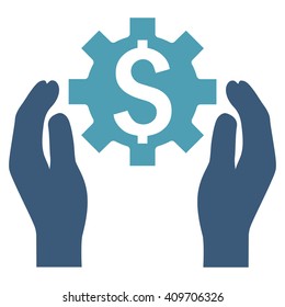 Financial Insurance Options vector icon. Style is bicolor flat symbol, cyan and blue colors, white background.