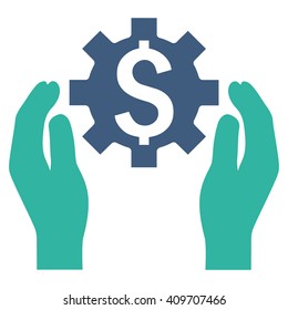 Financial Insurance Options vector icon. Style is bicolor flat symbol, cobalt and cyan colors, white background.