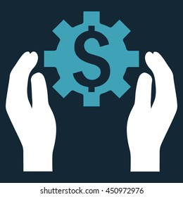 Financial Insurance Options vector icon. Style is bicolor flat symbol, blue and white colors, dark blue background.