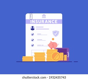 Financial Insurance. People Saving Money And Protecting Bank Deposit. Safety Investment. Concept Of Money Protection, Guarantee. Financial Saving Insurance. Vector Illustration In Flat Design