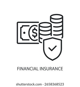 Iconos de vectores de línea delgada de seguro financiero.