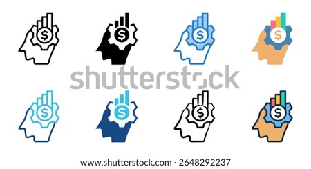 Financial intelligence icon set multiple style collection 

