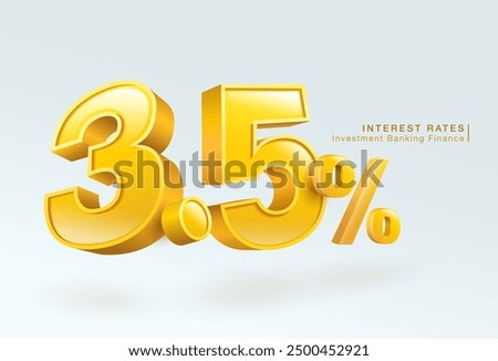 Financial interest rates, investment banking, home loans, 3d numbers 3.5 percent or special offer, isolated on white background. Vector illustration file template.