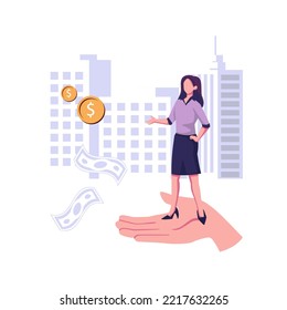 Financial intermediaries stand on two hands behind them are dollar