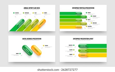 Financial Introduction 4 5 2 3 Element Infographic Presentation Template Set. Corporate Proposal Four Five Two Three Option Diagram Slideshow Layout Vector Illustration Collection.