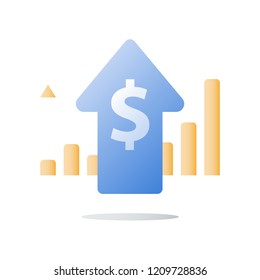 Financial invest fund, revenue increase, income growth, budget plan, return on investment, long term strategy, wealth management, more money, high interest, pension savings, superannuation concept