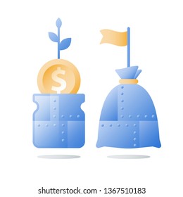Financial invest fund, revenue increase, income growth, budget plan, return on investment, long term strategy, wealth management, more money, high interest, pension savings, superannuation concept