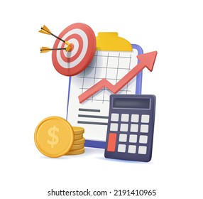 Financial investment 3D illustration vector. Trading or market movement. Bank deposit, revenue business success. Profit finance Money management. Investment Cryptocurrency trend trading. 3d Vector